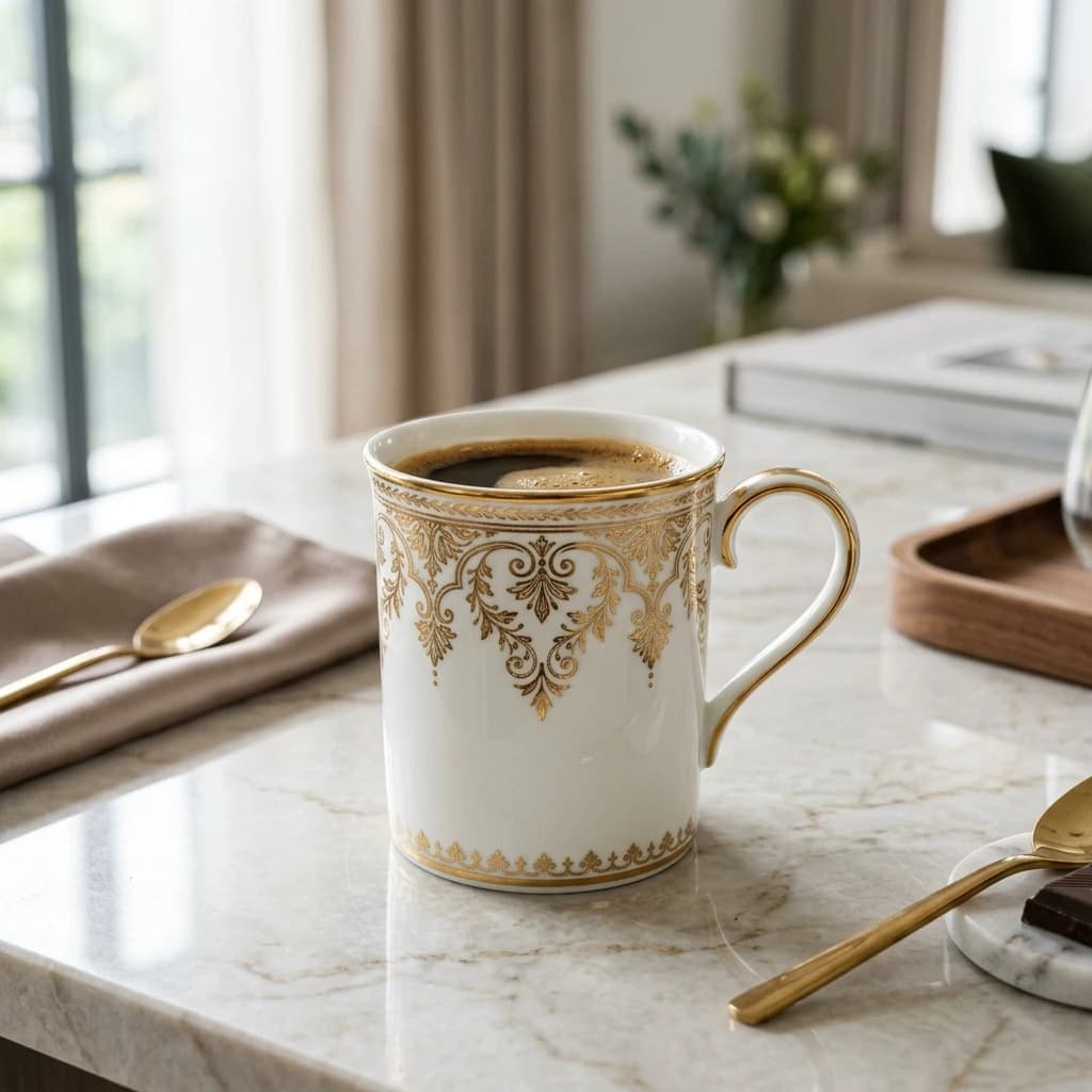 Siphorahq Imperial Diamond Fine Bone China Mug with Gold Rim