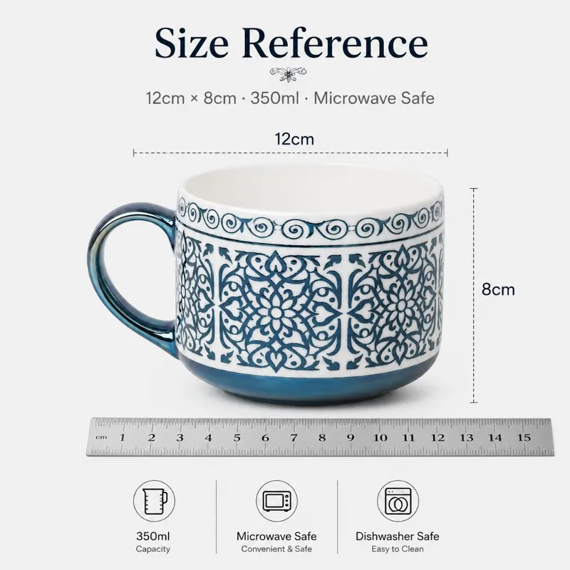 Siphorahq Moroccan Azure Royal Fine Porcelain Tea Mug view 2